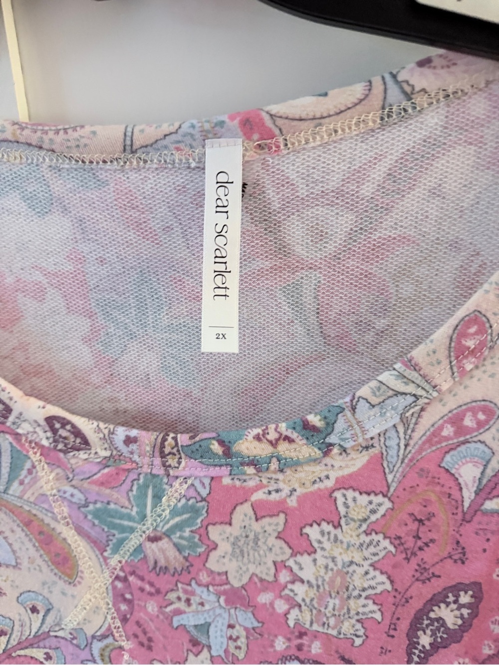 Dear Scarlett Paisley Print Scoop-Neck Long Sleeve Top - Pink - Picture 7 of 9